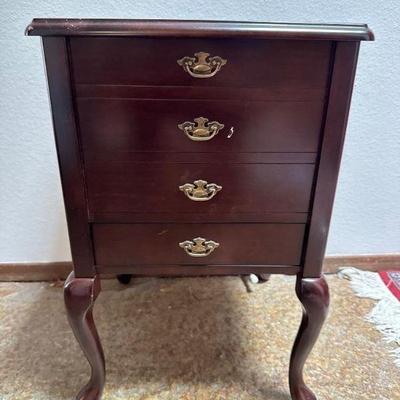Queen Anne Style Vintage Jewelry Armoire w/ Compartment & Drawer	