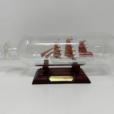 Cutty Sark Ship in a Bottle – 19th Century Tea Clipper Model w/ Stand	