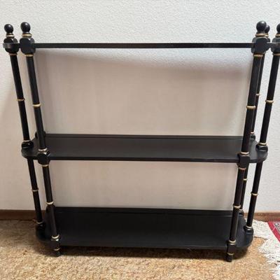 3-Tier Black & Gold Ebonized Wall Shelf Stand	