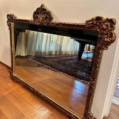 Vintage J.A. Olson Baroque Gold Permaflect Wall Mirror	