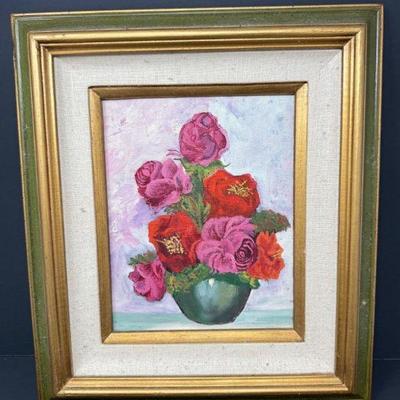 Vintage Framed Oil Painting – Floral Still Life	