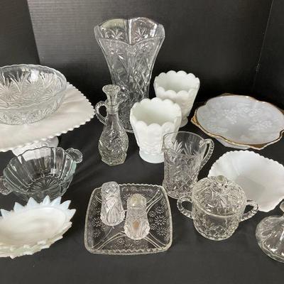 Cut glass and milk glass collection