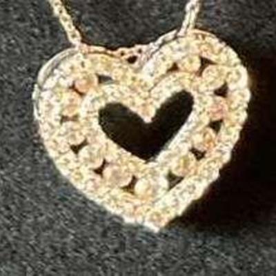 Sterling silver open heart pendant necklace