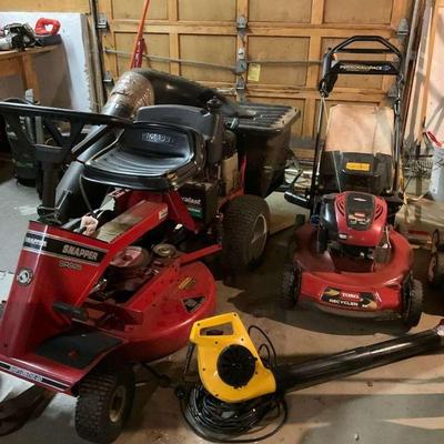 Lawn equipment lot snapper riding mower toro push mower & leaf blower