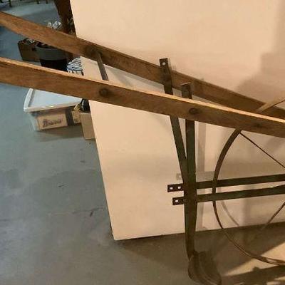 Vintage push cultivator classic hand tiller with wooden handles