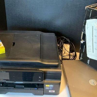 Electronics lot with older printer laptop, and shredder