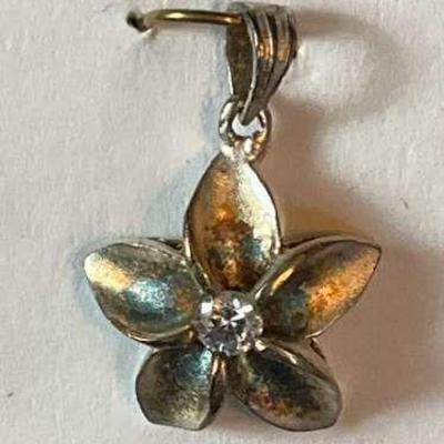 Sterling silver plumeria pendant