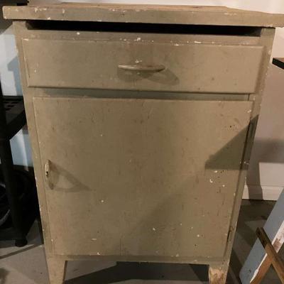 Vintage wooden utility cabinet with drawer