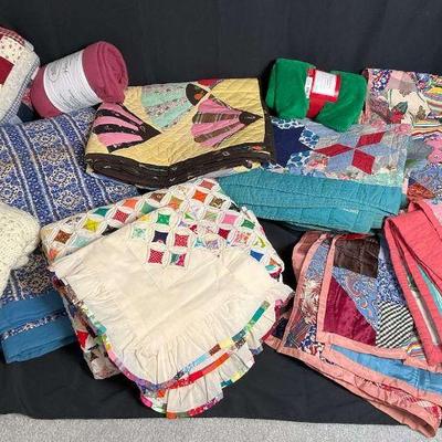Lot of handmade quilts other blankets