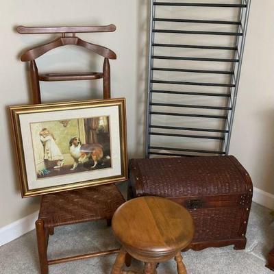 Unique wood stool and valet stand