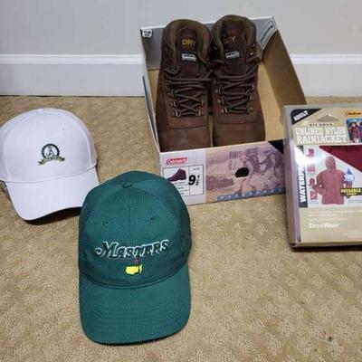 2020 pga masters cap golf cap, coleman suede boots & jacket