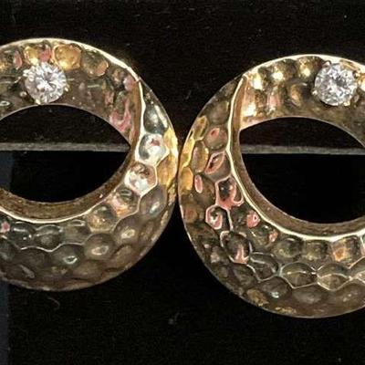 14k gold hammered earrings and single stud earring
