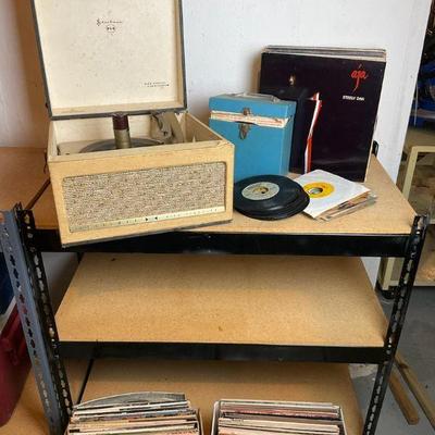 Steelman high fidelity record player, and lot of albums
