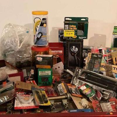Large lot of hardware electrical, and home improvement suppliesz