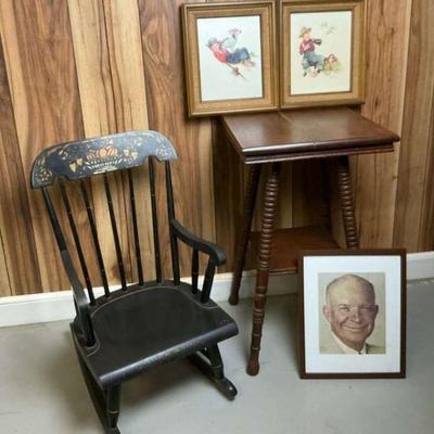 Vintage furniture and artwork lot