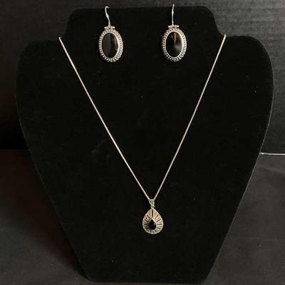 Sterling silver and black stone jewelry set