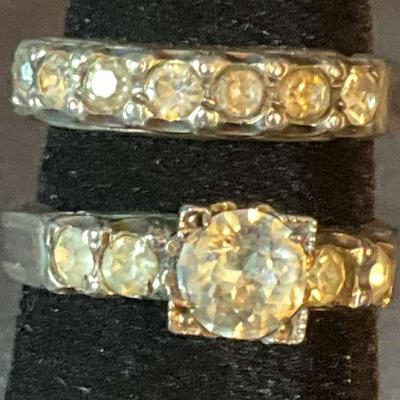 Sterling silver engagement and wedding band set