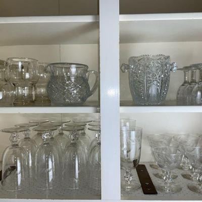 Beautiful glassware and cut glass pitcher ice bucket