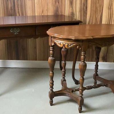 Vintage wooden console table and ornate side table