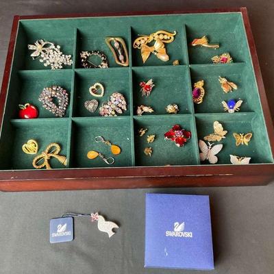 Collection of lady s lapel pins with swarovski crystal pin