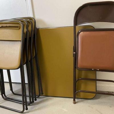 Vintage folding chairs and card table set