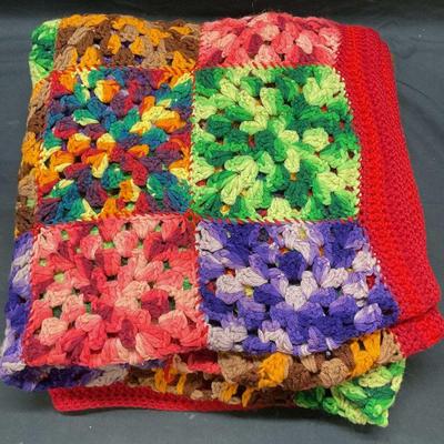 Multicolor Handmade Crochet Knit Blanket
