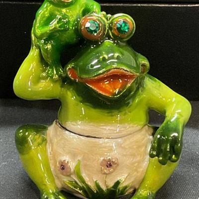 Keren Kopal Enameled Frog Trinket Box
