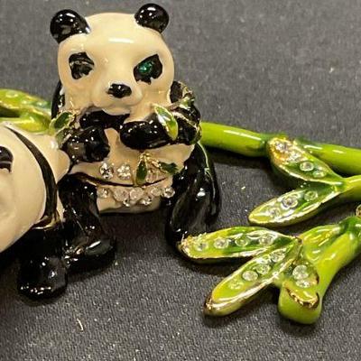 Keren Kopal Enameled Panda Trinket Box
