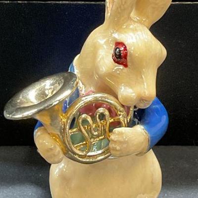 Keren Kopal Rabbit Playing Horn Trinket Box