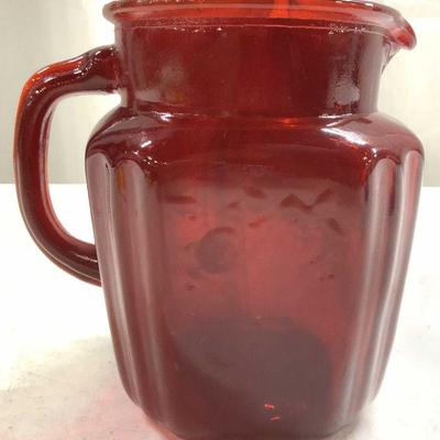 Vintage Art Glass Pitcher Ruby Red
