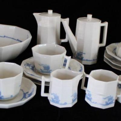 Rookwood Blue Sailing Ships Shipware Grouping
