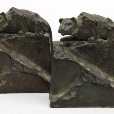 Elsa Knauth,  Bronze Bookends (Early 20th Century)