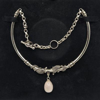 Kieselstein-Cord Sterling Tube Alligator Necklace