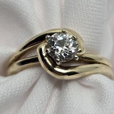 14k Yellow Gold Solitaire Diamond Ring