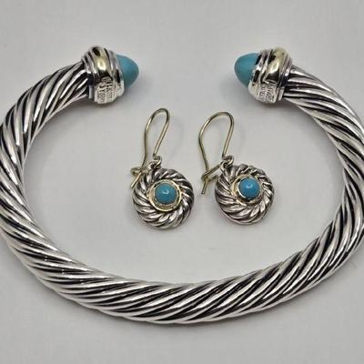 David Yurman Classic Cable St Silver &14K Set