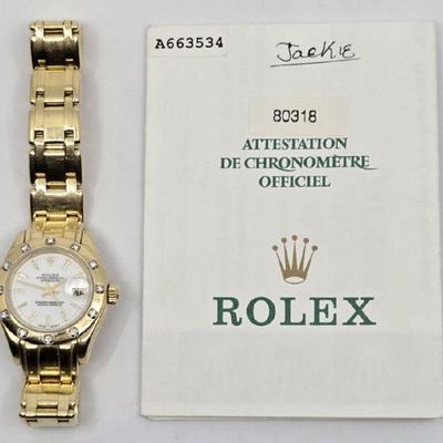 Rolex Oyster Perpetual 18K Gold Diamond Watch