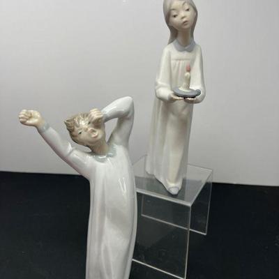 Two Lladro Figures "Boy Awakening" & "Girl with Candle"