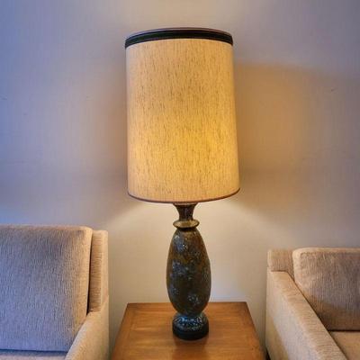 Pair of Tall Blue Drip Glaze Vintage Ceramic Lamps - Sejer?