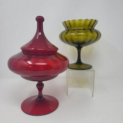 MCM Empoli Glass Footed Candy Dishes