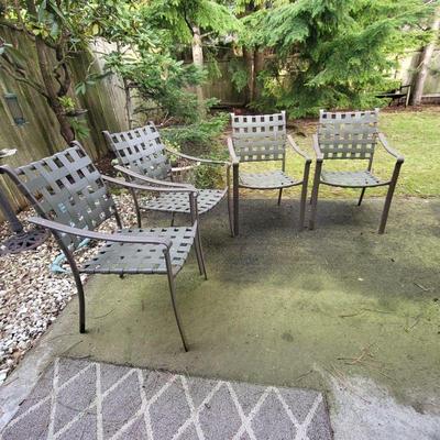 Four Stackable Metal & Plastic Weave Patio/Outdoor Chairs