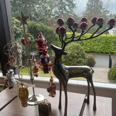 Silver Deer & Tree with Ornaments - S/P Godinger