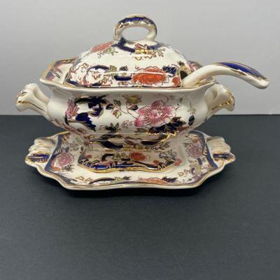 Mason’s Mandalay Bedford Sauce Tureen Tray Ladle