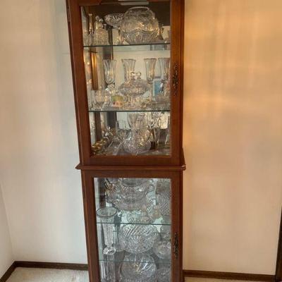 Wood Curio Cabinet With Crystal Decor