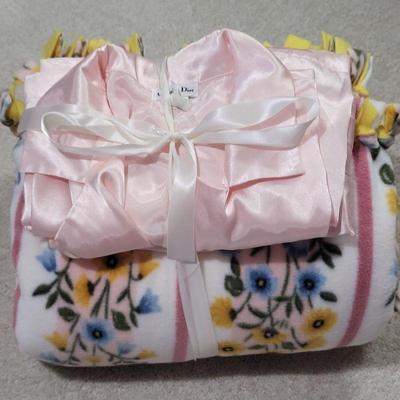 Christian Dior Satin Pajamas & Fleece Throw
