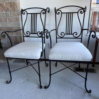 Pair of Bombay Wrought Iron Bombay Lyre Chairs