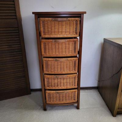 Butler Style Wicker Drawer and Wood Organizer