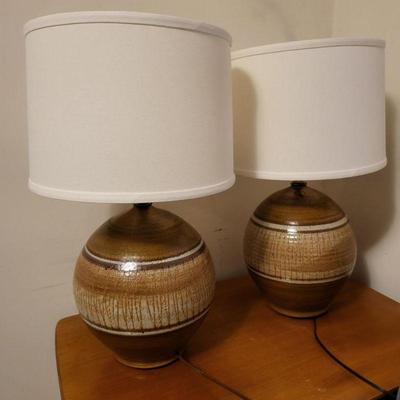 Pair Mid Century California Ceramic Designers Pottery Lamps