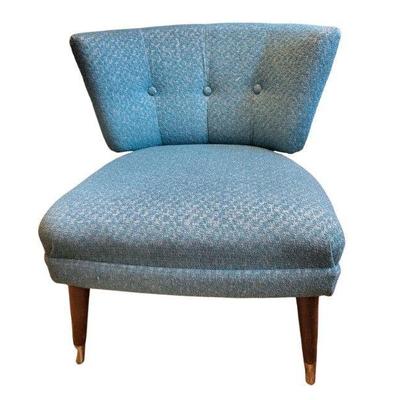 Mid Century Kroehler Curved Teal Blue Chair