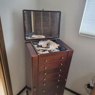 Cherry Wood Armoire Full of Jewelry