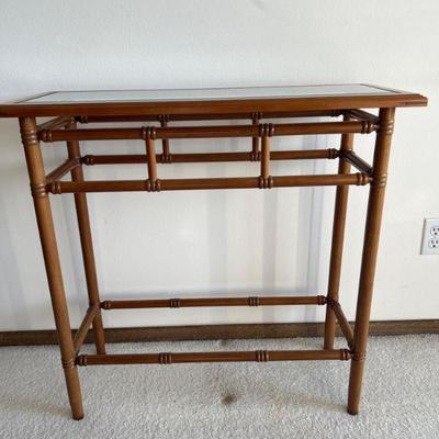 Glass Top & Faux Bamboo Side Table